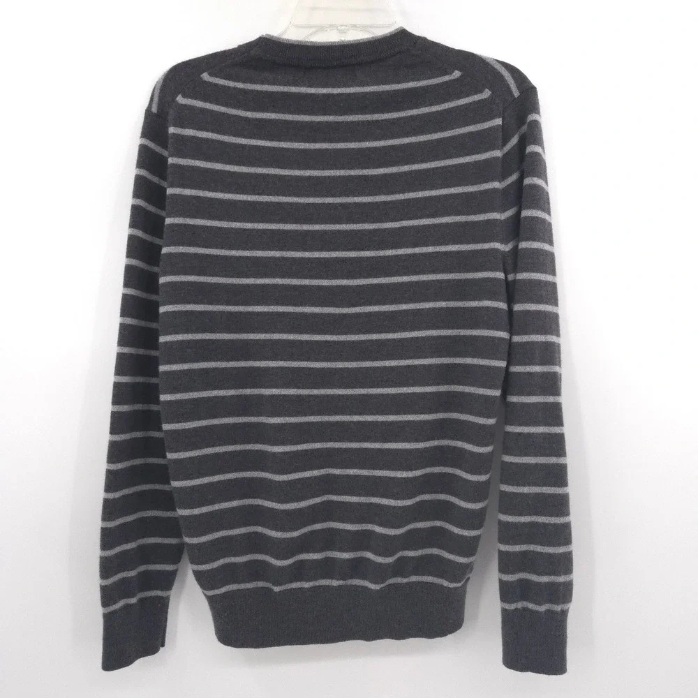 Banana Republic Italian Baruffa merino wool Sweater Mens M Gray Striped Crewneck